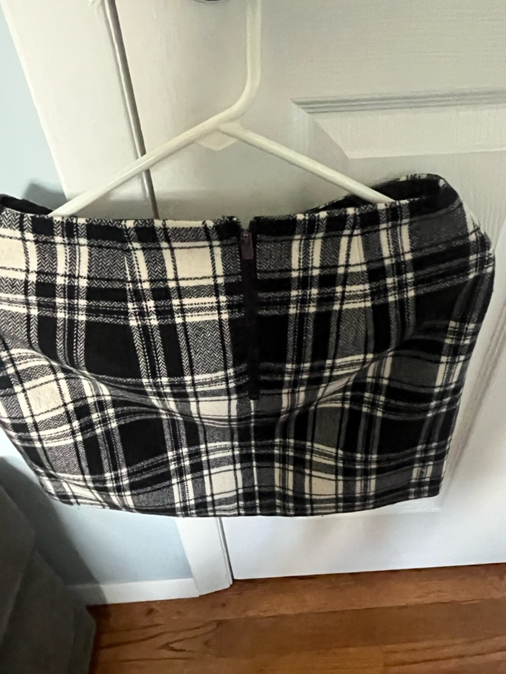 Hollister Black & White Plaid Midi Skirt with Back Zipper